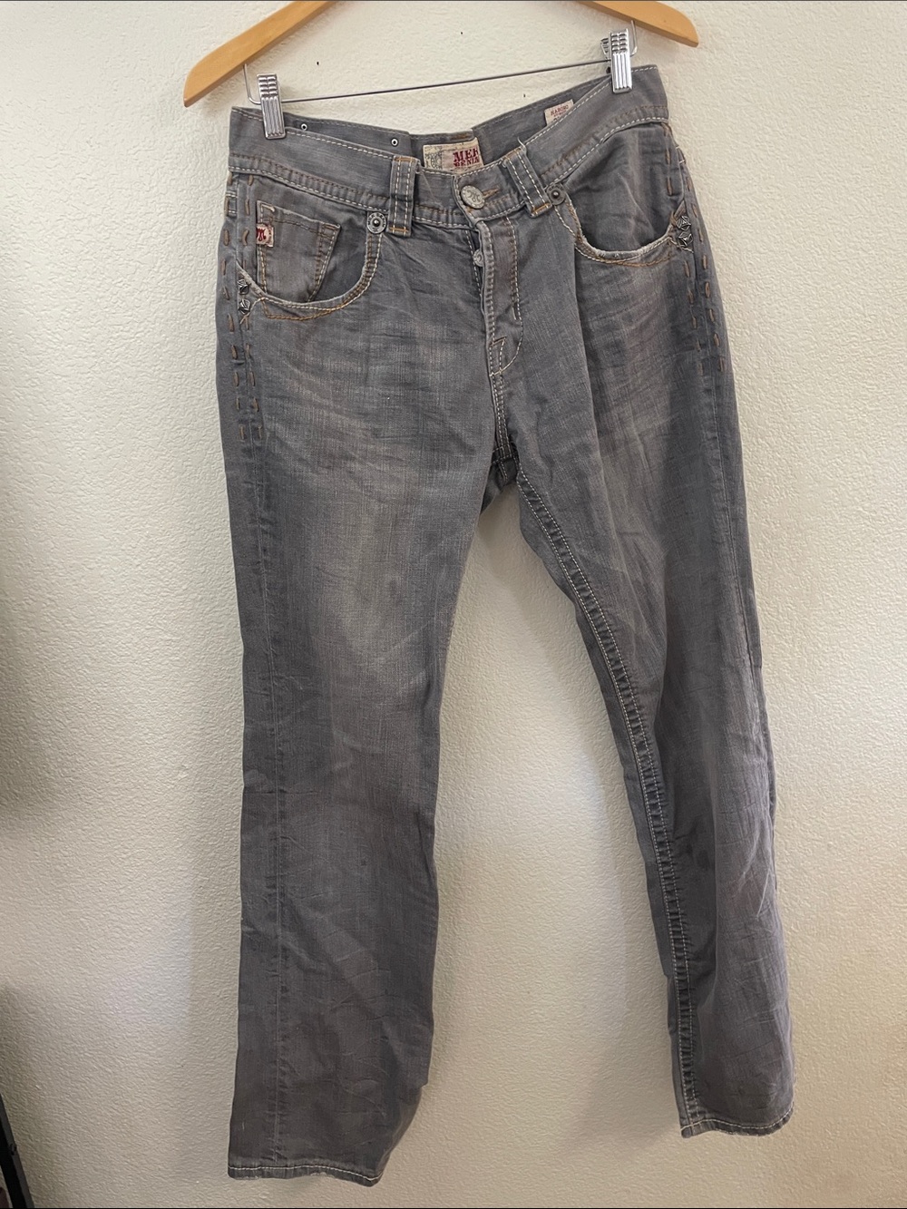 Mek denim harboro Gray Straight-Leg Jeans emblished goth 32/34